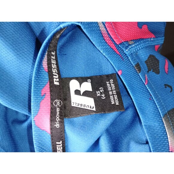 Russell Blue Camo Kids T-Shirt XS 4/5  Freshforce Odor Protection & Dripower 360 - Picture 6 of 8